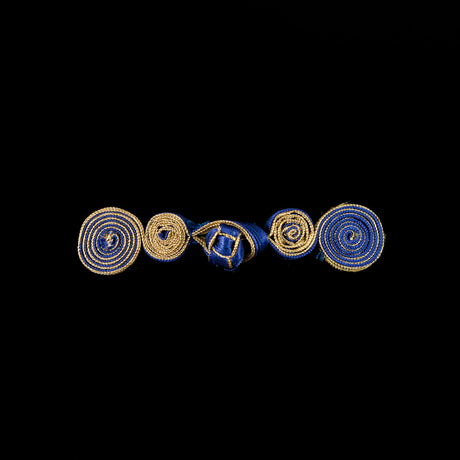 Royal Blue and Gold Frog Closure - 2.375" x .625"