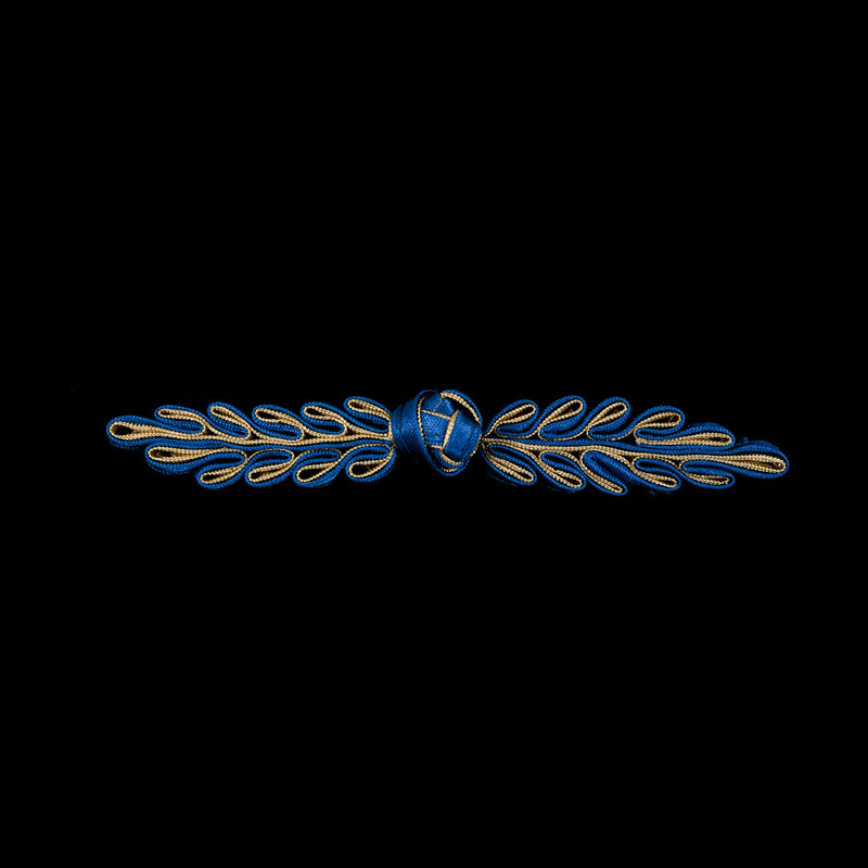 Royal Blue and Gold Frog Closure - 5" x .75"