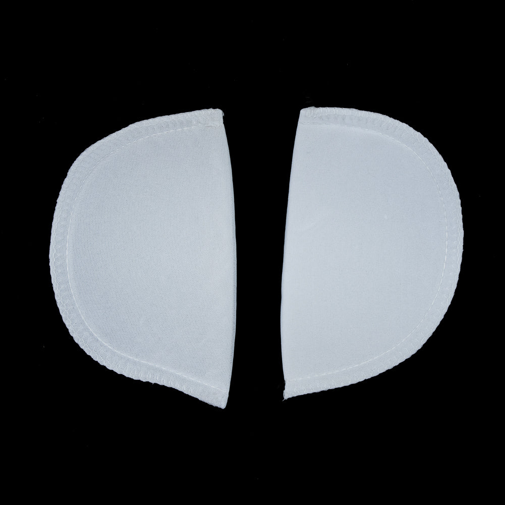 Foam Shoulder Pads Covered with White Polyester - 6" x 3.5" x .5"