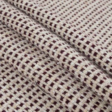 Italian Ecru and Bordeaux Checkerd Wool Blend