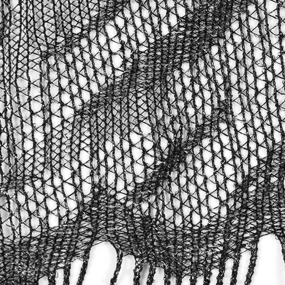 Black and Metallic Silver Fringe Panel