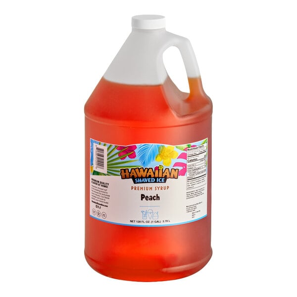 Hawaiian Shaved Ice Peach Snow Cone Syrup 1 Gallon