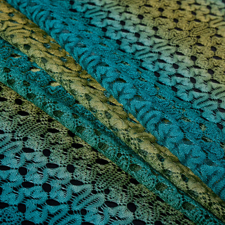 Raschel Lace - Ceramic Blue and Charteuse Ombre