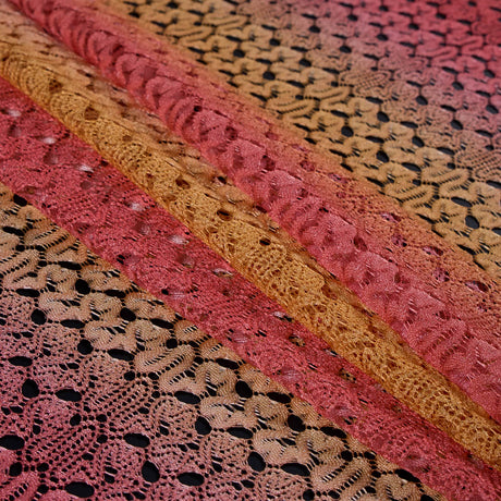 Raschel Lace - Hot Coral and Pale Marigold Ombre