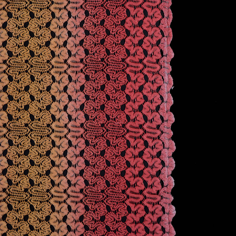 Raschel Lace - Hot Coral and Pale Marigold Ombre