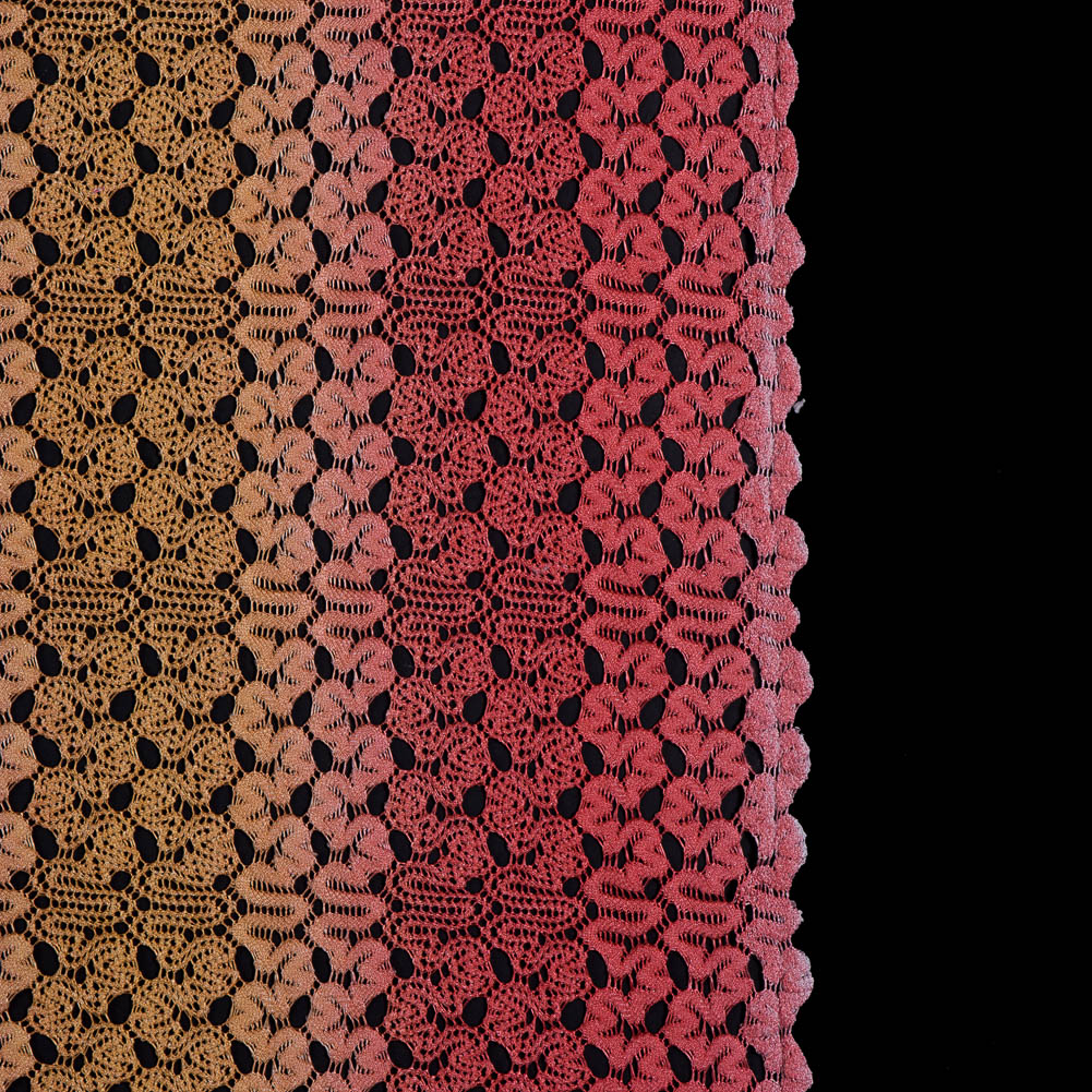 Raschel Lace - Hot Coral and Pale Marigold Ombre