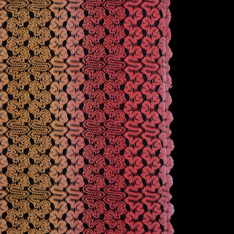 Raschel Lace - Hot Coral and Pale Marigold Ombre