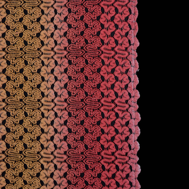 Raschel Lace - Hot Coral and Pale Marigold Ombre