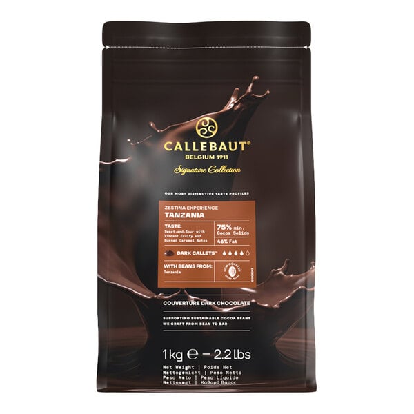 Cacao Barry Origine Tanzanie 75% Dark Chocolate Pistoles 2.2 lb. - 6/Case
