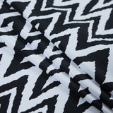 Black and White Zig Zag Printed Polyester Spandex