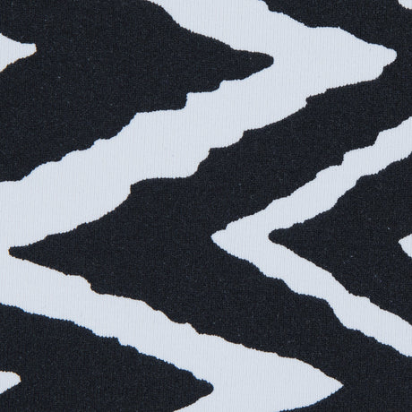 Black and White Zig Zag Printed Polyester Spandex