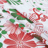 Red, Green and White Christmas-Spirited Floral Cotton Jersey