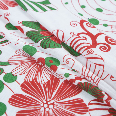 Red, Green and White Christmas-Spirited Floral Cotton Jersey
