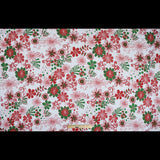 Red, Green and White Christmas-Spirited Floral Cotton Jersey