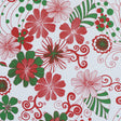 Red, Green and White Christmas-Spirited Floral Cotton Jersey