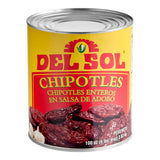 Del Sol Whole Chipotle Peppers in Adobo Sauce #10 Can - 6/Case