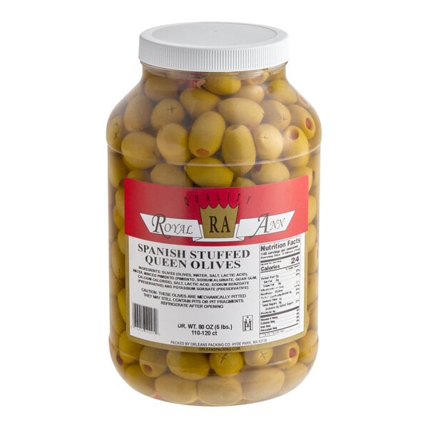 Spanish Stuffed Queen Olives 9 lb. (5 lb. Dr. Wt.) - 110/120 Count - 4/Case