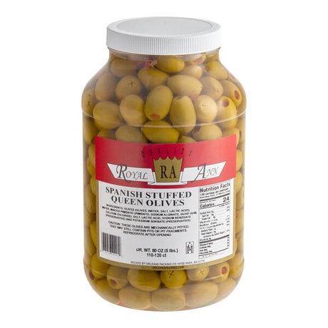 Spanish Stuffed Queen Olives 9 lb. (5 lb. Dr. Wt.) - 110/120 Count - 4/Case