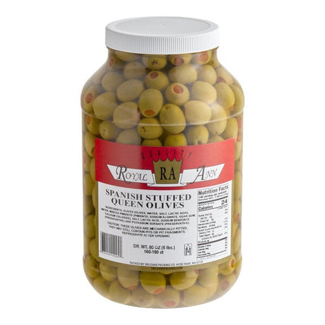 Spanish Stuffed Queen Olives 1 Gallon (5 lb. Dr. Wt.) - 160/180 Count - 4/Case