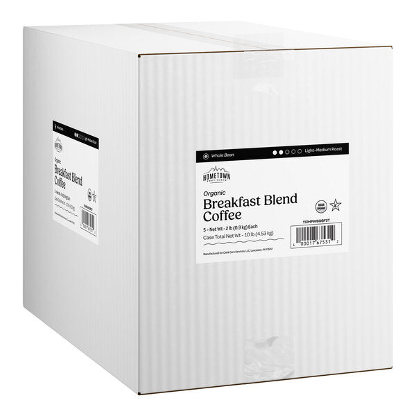 Hometown Provisions Organic Breakfast Blend Whole Bean Coffee 2 lb. - 5/Case