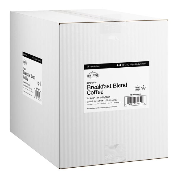 Hometown Provisions Organic Breakfast Blend Whole Bean Coffee 2 lb. - 5/Case
