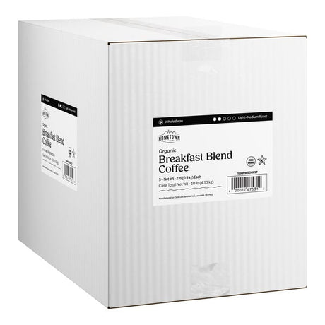 Hometown Provisions Organic Breakfast Blend Whole Bean Coffee 2 lb. - 5/Case