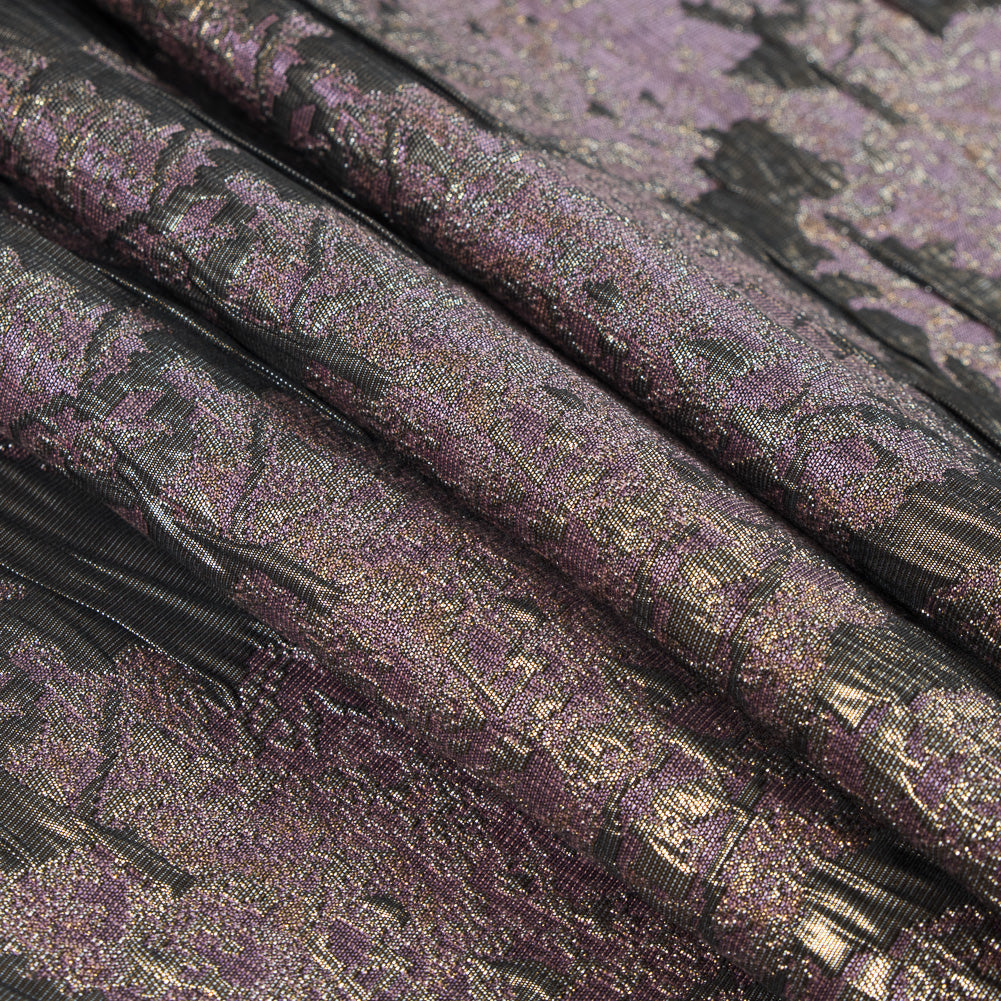 Metallic Pink, Nude and Black Abstract Brocade