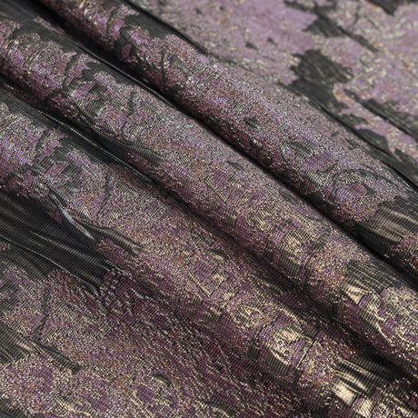 Metallic Pink, Nude and Black Abstract Brocade