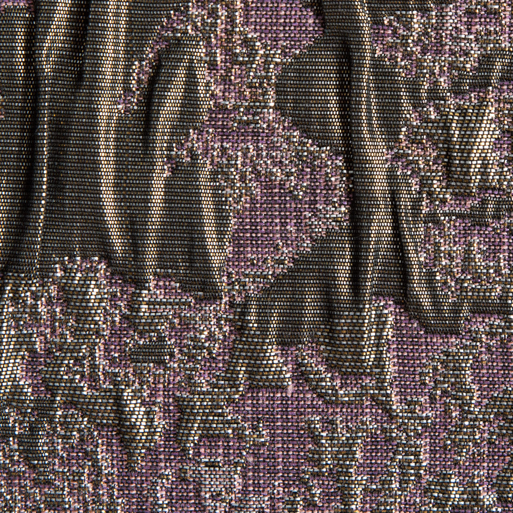 Metallic Pink, Nude and Black Abstract Brocade