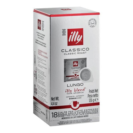 illy Classico Lungo Single Serve Espresso Pods - 18/Box
