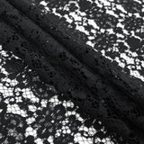 Black Floral Cotton and Polyester Lace