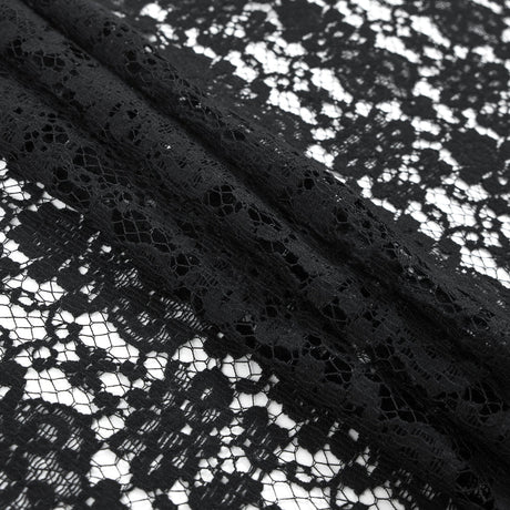 Black Floral Cotton and Polyester Lace