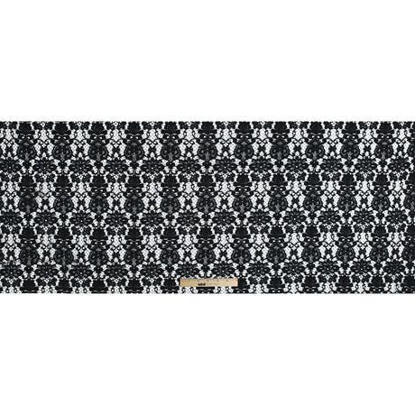 Black Floral Cotton and Polyester Lace