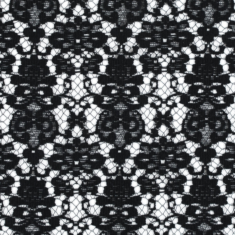 Black Floral Cotton and Polyester Lace