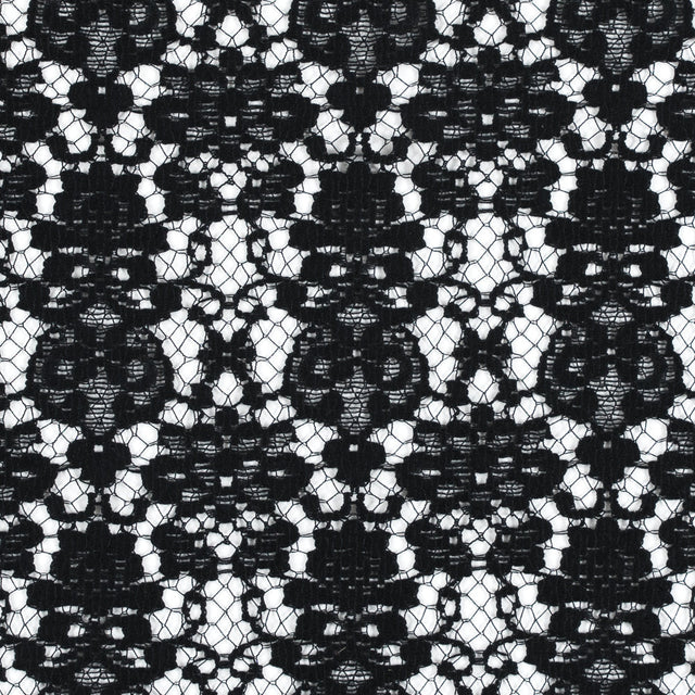 Black Floral Cotton and Polyester Lace