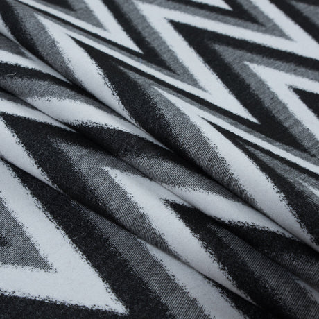 Italian Black, Gray and White Zig Zag Brushed Woven