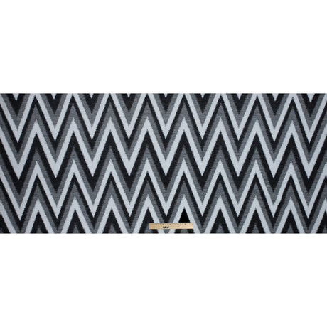 Italian Black, Gray and White Zig Zag Brushed Woven