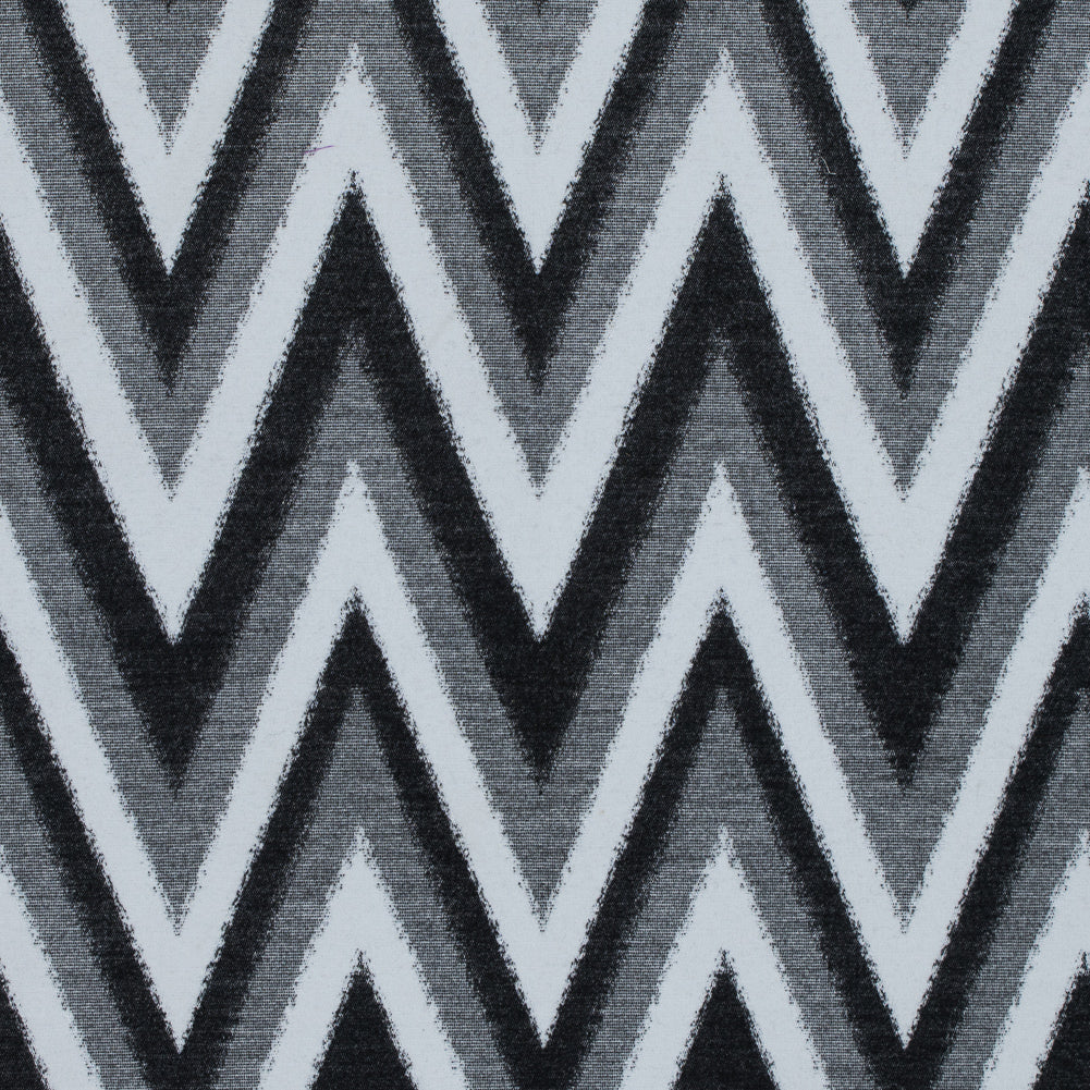 Italian Black, Gray and White Zig Zag Brushed Woven