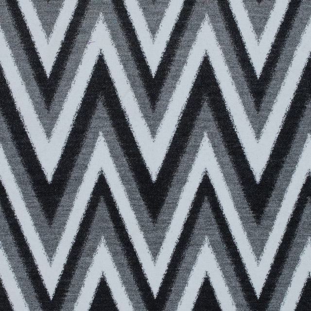 Italian Black, Gray and White Zig Zag Brushed Woven