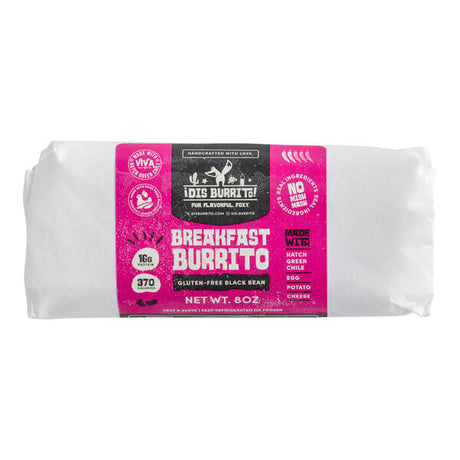 Dis Burrito Gluten-Free Black Bean Breakfast Burrito 8 oz. - 12/Case
