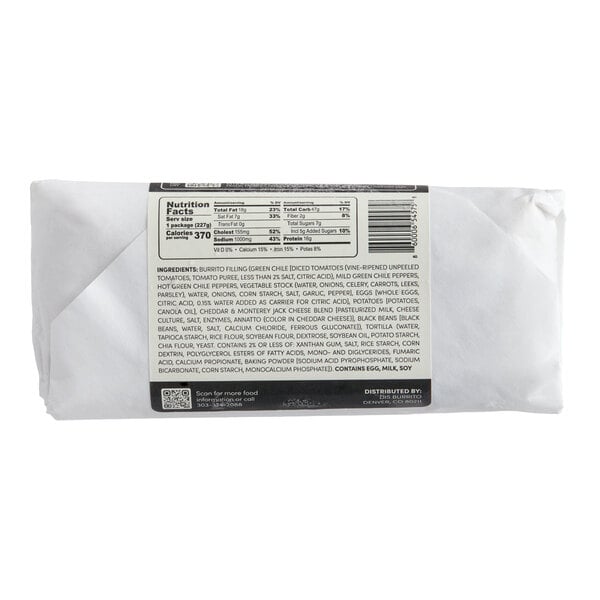 Dis Burrito Gluten-Free Black Bean Breakfast Burrito 8 oz. - 12/Case