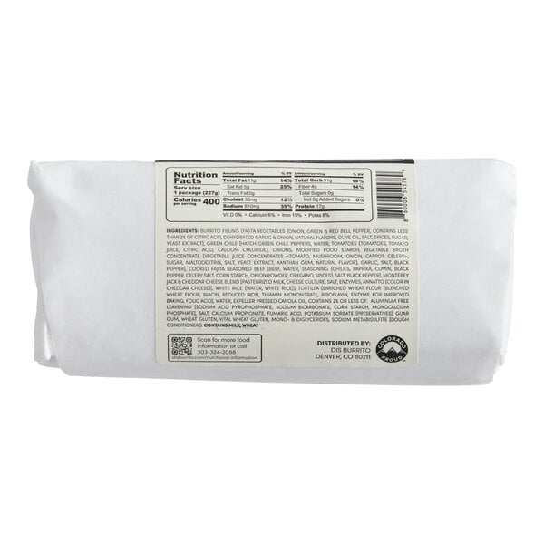 Dis Burrito Steak Fajita Burrito 8 oz. - 12/Case