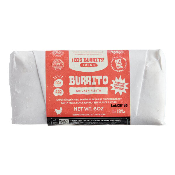 Dis Burrito Chicken Fiesta Burrito 8 oz. - 12/Case