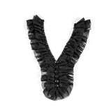 Black Chiffon Beaded Neckline Applique - 14" x 6"