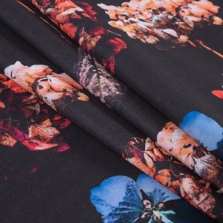 Multi-color Floral Digitally Printed Stretch Neoprene/Scuba Knit