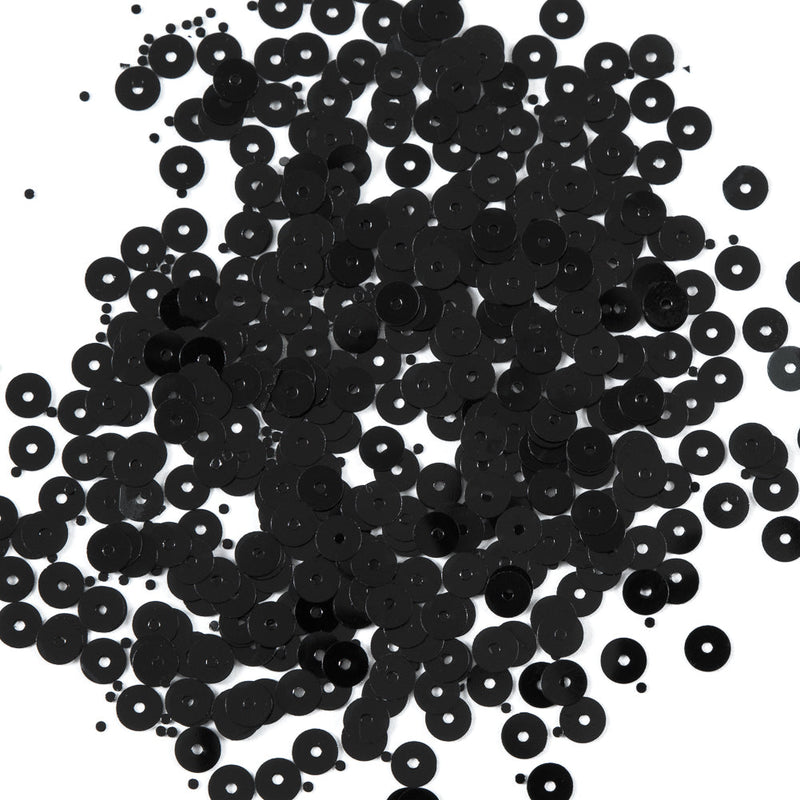 Bag of Black Transparent Bright Loose Sequins - 5mm