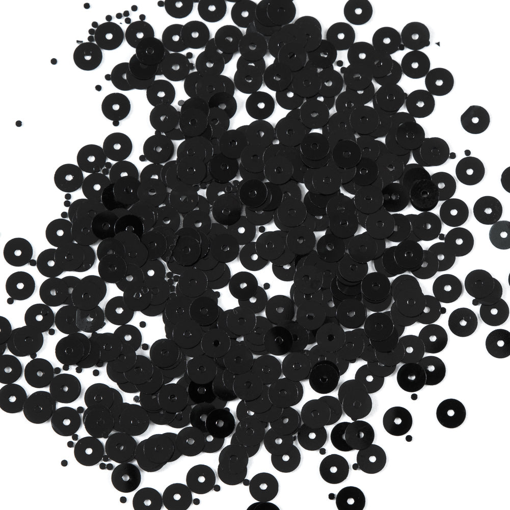 Bag of Black Transparent Bright Loose Sequins - 5mm