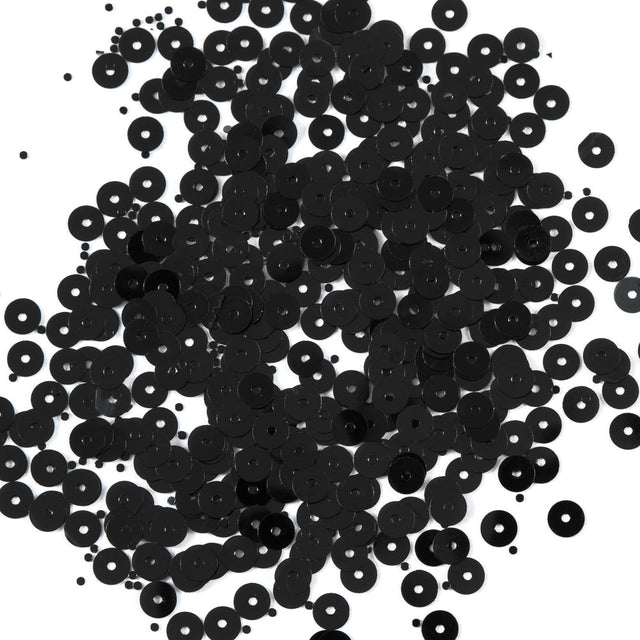 Bag of Black Transparent Bright Loose Sequins - 5mm