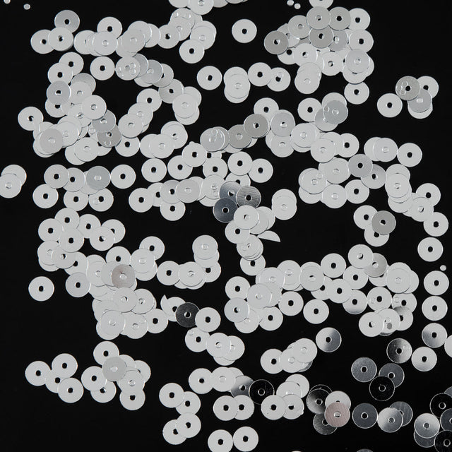 Bag of Silver Color Loose Sequins with Silver Back - 5mm