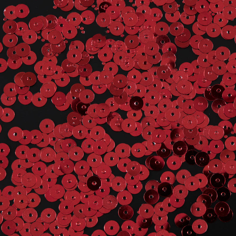 Bag of Red Color Loose Sequins with Silver Back - 5mm